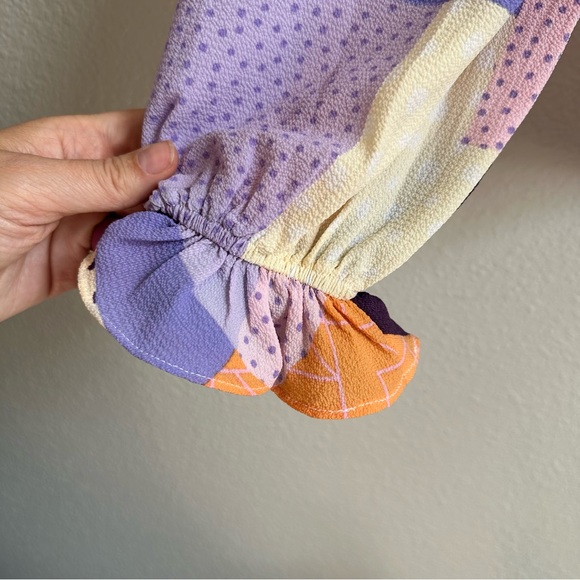 Fate Do Your Best Lavender Purple Abstract Patchwork Blouse Women’s Size Small - Picture 5 of 11